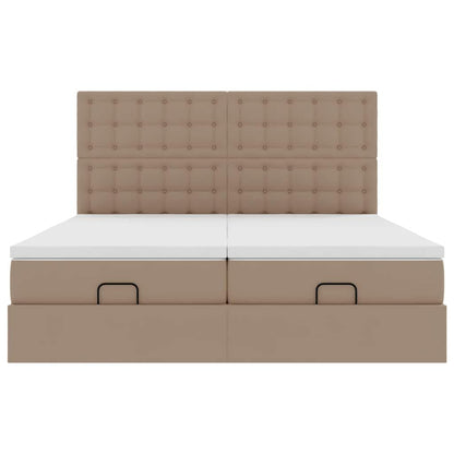 Pouf Letto con Materassi e LED Cappuccino 180x200cm Similpelle | homemem39