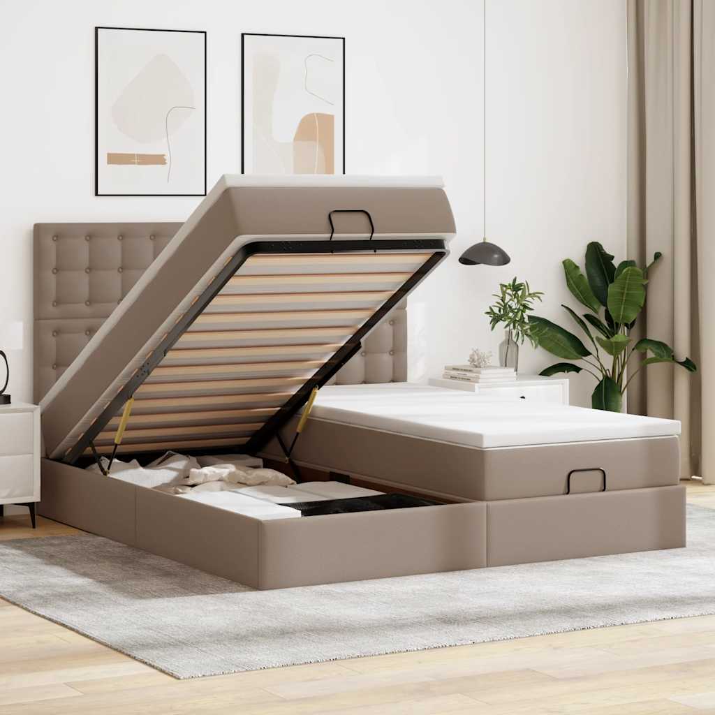 Pouf Letto con Materassi e LED Cappuccino 180x200cm Similpelle | homemem39