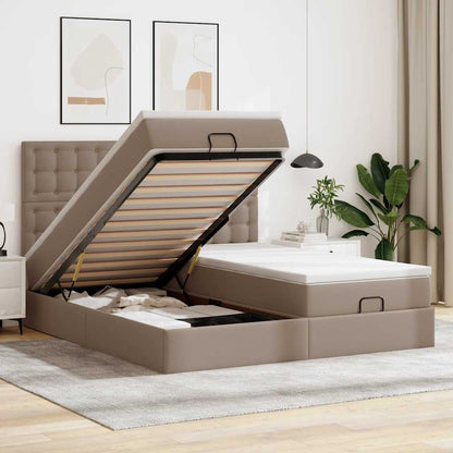 Pouf Letto con Materassi e LED Cappuccino 180x200cm Similpelle | homemem39