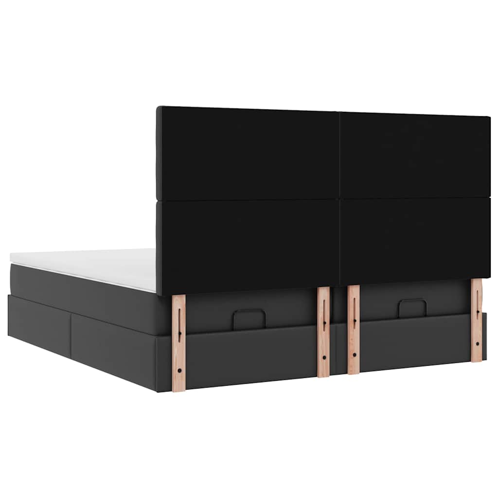 Struttura Letto Pouf con Materassi Nero 200x200 cm Similpelle | homemem39