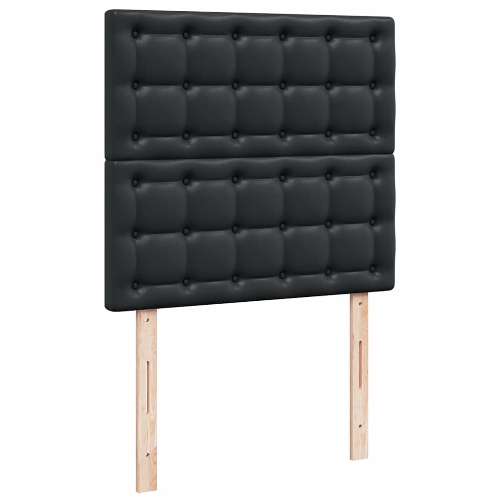 Struttura Letto Pouf con Materassi Nero 200x200 cm Similpelle | homemem39