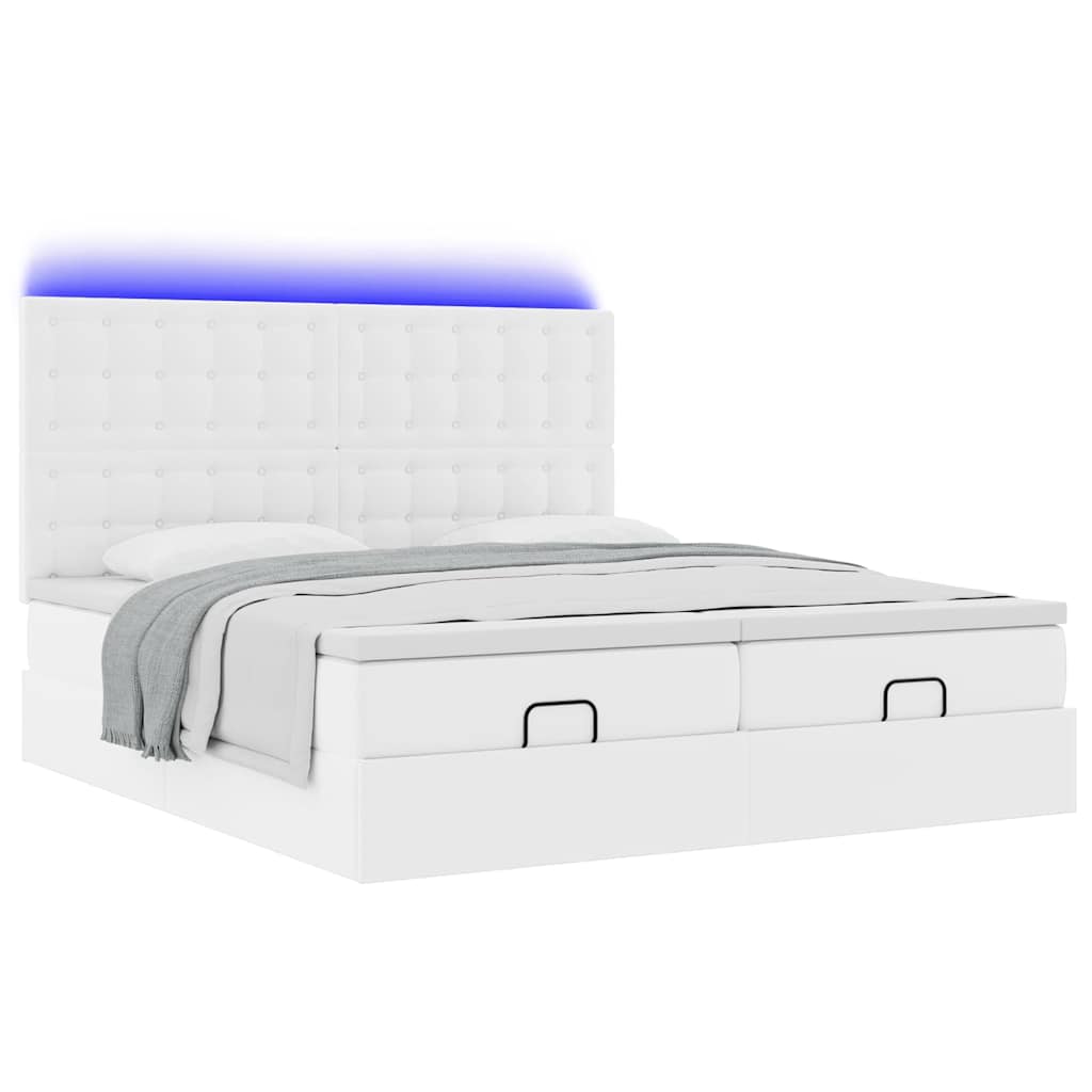 Struttura Letto Pouf con Materassi 200x200 cm Similpelle | homemem39