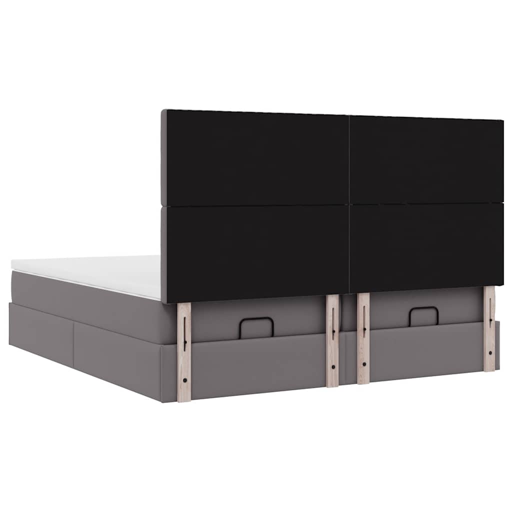 Struttura Letto Pouf con Materassi Grigio 200x200 cm Similpelle | homemem39