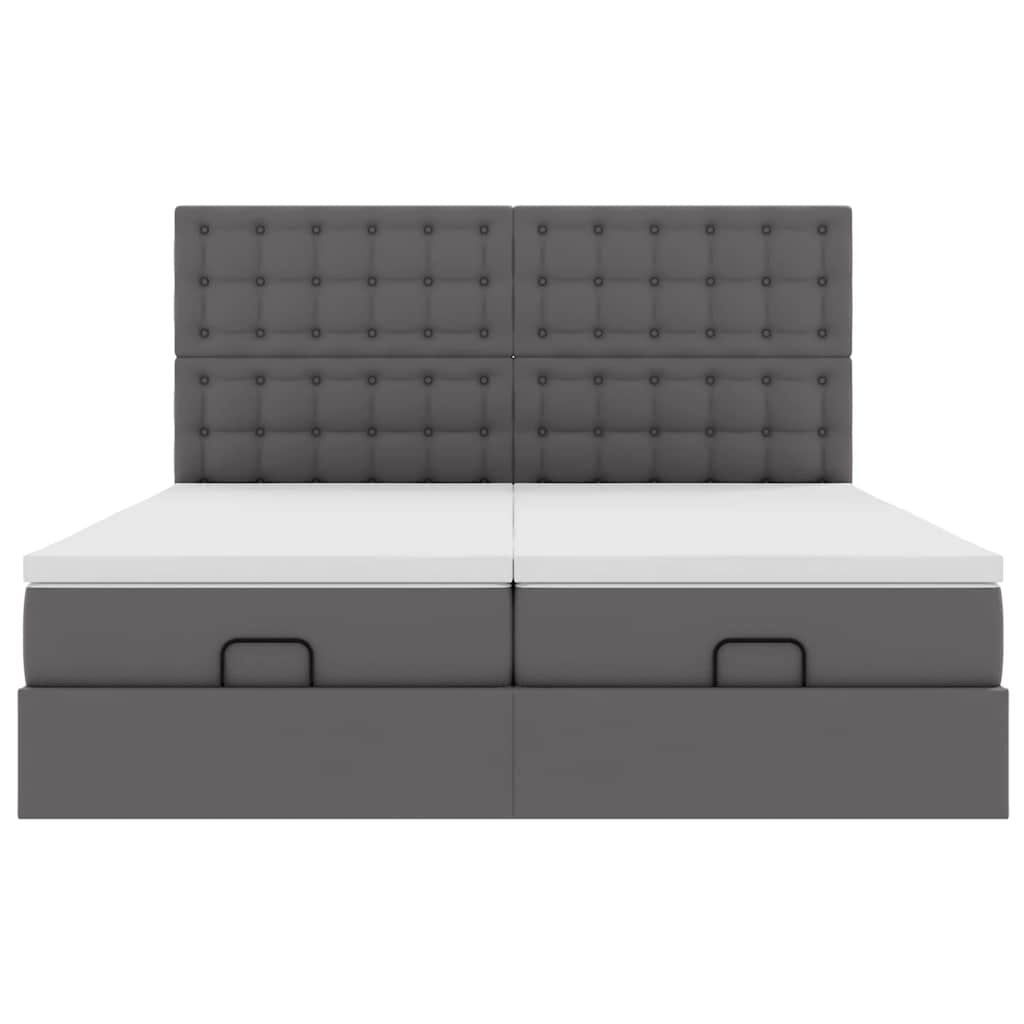 Struttura Letto Pouf con Materassi Grigio 200x200 cm Similpelle | homemem39