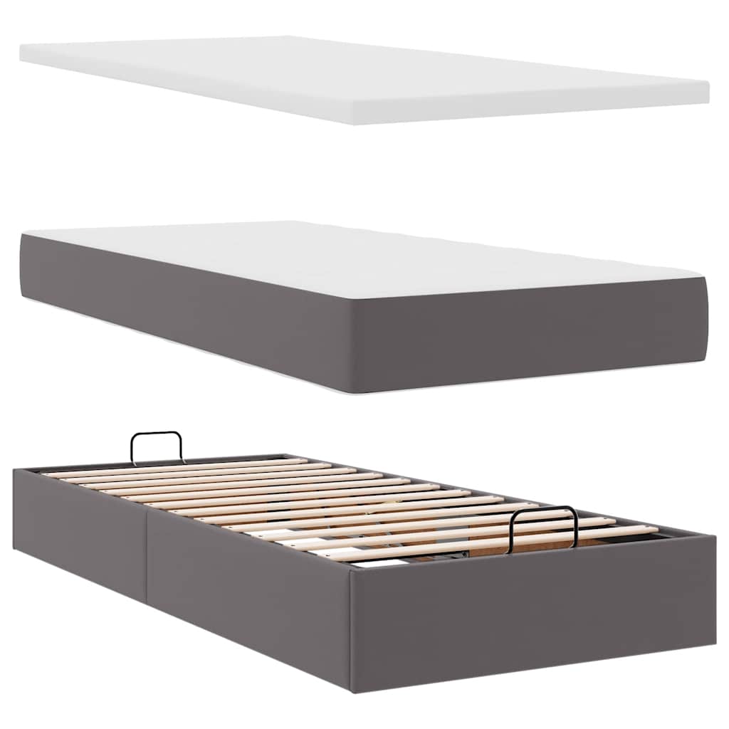 Struttura Letto Pouf con Materassi Grigio 200x200 cm Similpelle | homemem39