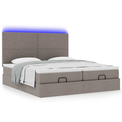Struttura Letto Pouf con Materassi Tortora 160x200cm in Tessuto | homemem39