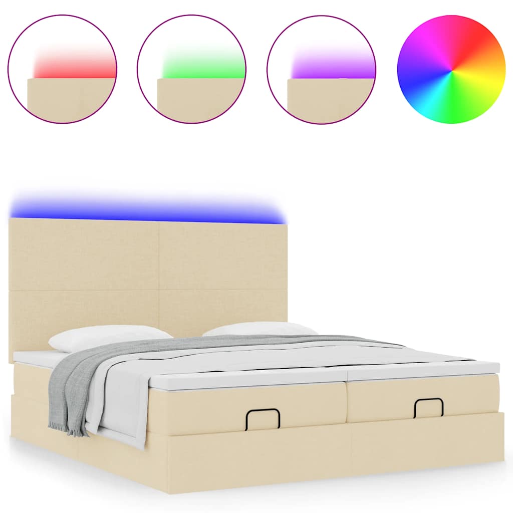 Struttura Letto Pouf con Materassi Crema 180x200 cm in Tessuto | homemem39