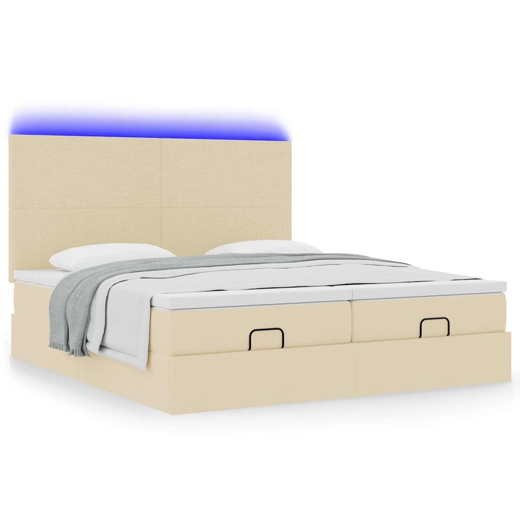 Struttura Letto Pouf con Materassi Crema 180x200 cm in Tessuto | homemem39