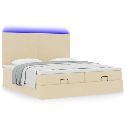 Struttura Letto Pouf con Materassi Crema 180x200 cm in Tessuto | homemem39