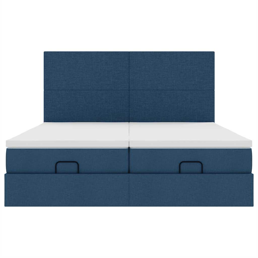 Struttura Letto Pouf con Materassi Blu 180x200cm in Tessuto