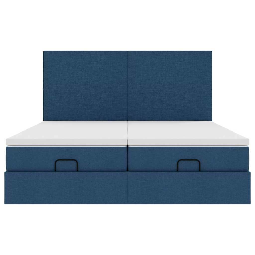 Struttura Letto Pouf con Materassi Blu 200x200 cm in Tessuto | homemem39