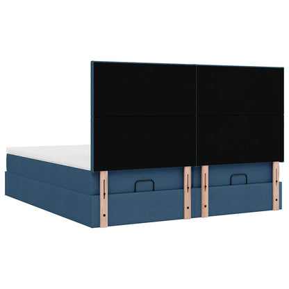 Struttura Letto Pouf con Materassi Blu 200x200 cm in Tessuto | homemem39