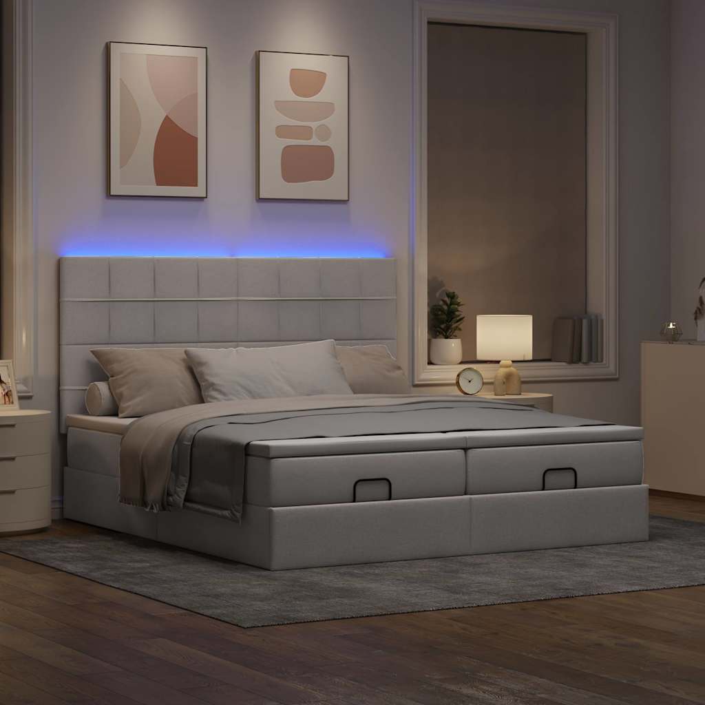 Struttura Letto Pouf con Materassi Tortora 160x200cm in Tessuto