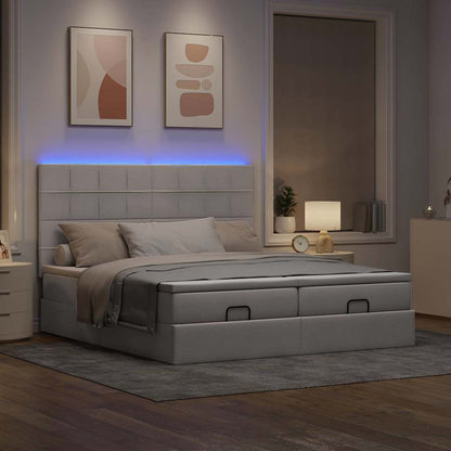 Struttura Letto Pouf con Materassi Tortora 160x200cm in Tessuto