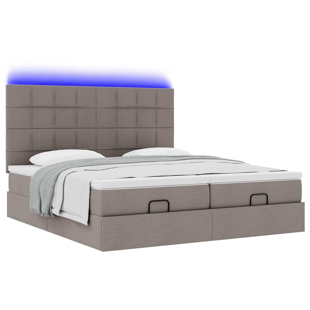 Struttura Letto Pouf con Materassi Tortora 160x200cm in Tessuto | homemem39