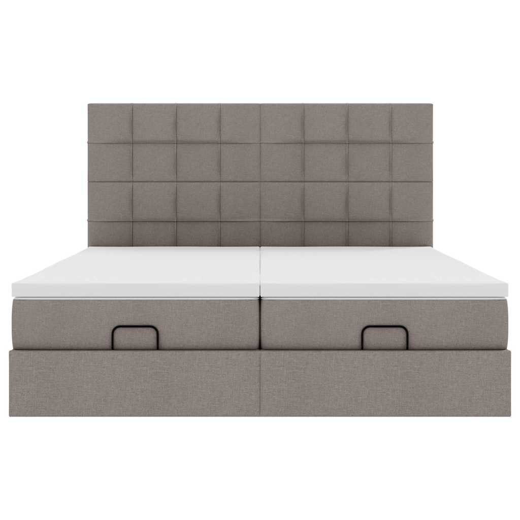 Struttura Letto Pouf con Materassi Tortora 160x200cm in Tessuto | homemem39