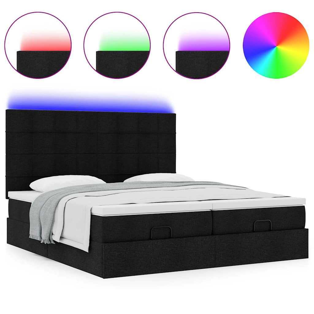 Struttura Letto Pouf con Materassi Nero 180x200 cm in Tessuto | homemem39