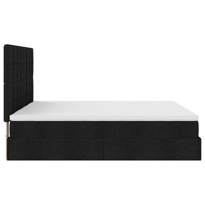 Struttura Letto Pouf con Materassi Nero 180x200 cm in Tessuto | homemem39
