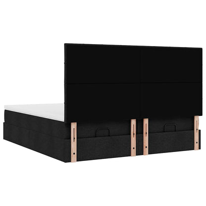 Struttura Letto Pouf con Materassi Nero 180x200 cm in Tessuto | homemem39