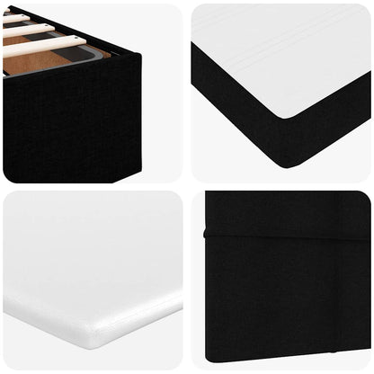 Struttura Letto Pouf con Materassi Nero 200x200 cm in Tessuto