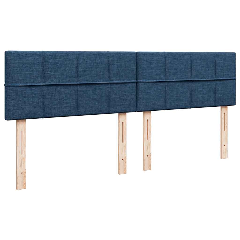 Struttura Letto Pouf con Materassi Blu 200x200 cm in Tessuto