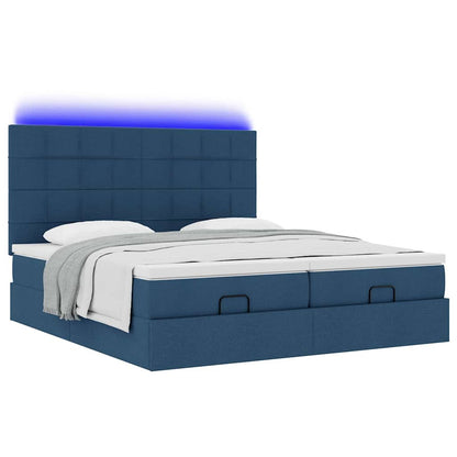 Struttura Letto Pouf con Materassi Blu 200x200 cm in Tessuto | homemem39
