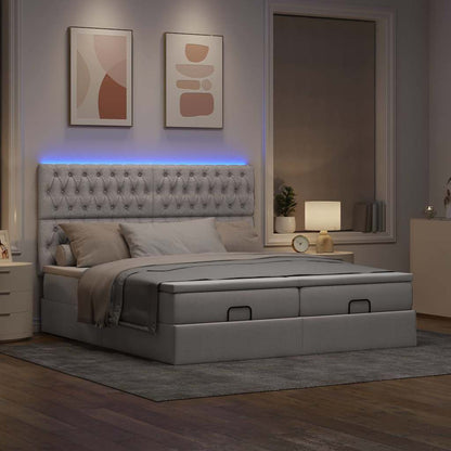 Struttura Letto Pouf con Materassi Tortora 160x200cm in Tessuto