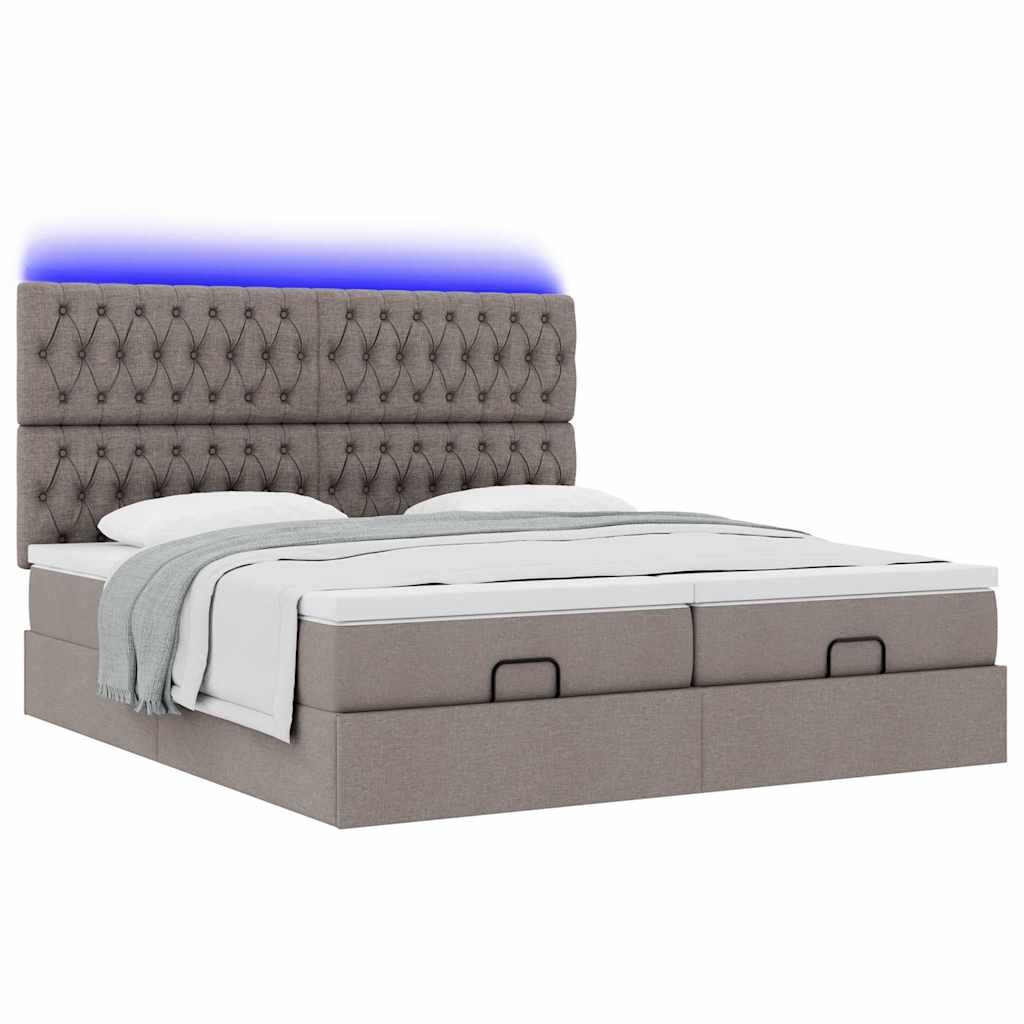 Struttura Letto Pouf con Materassi Tortora 160x200cm in Tessuto | homemem39