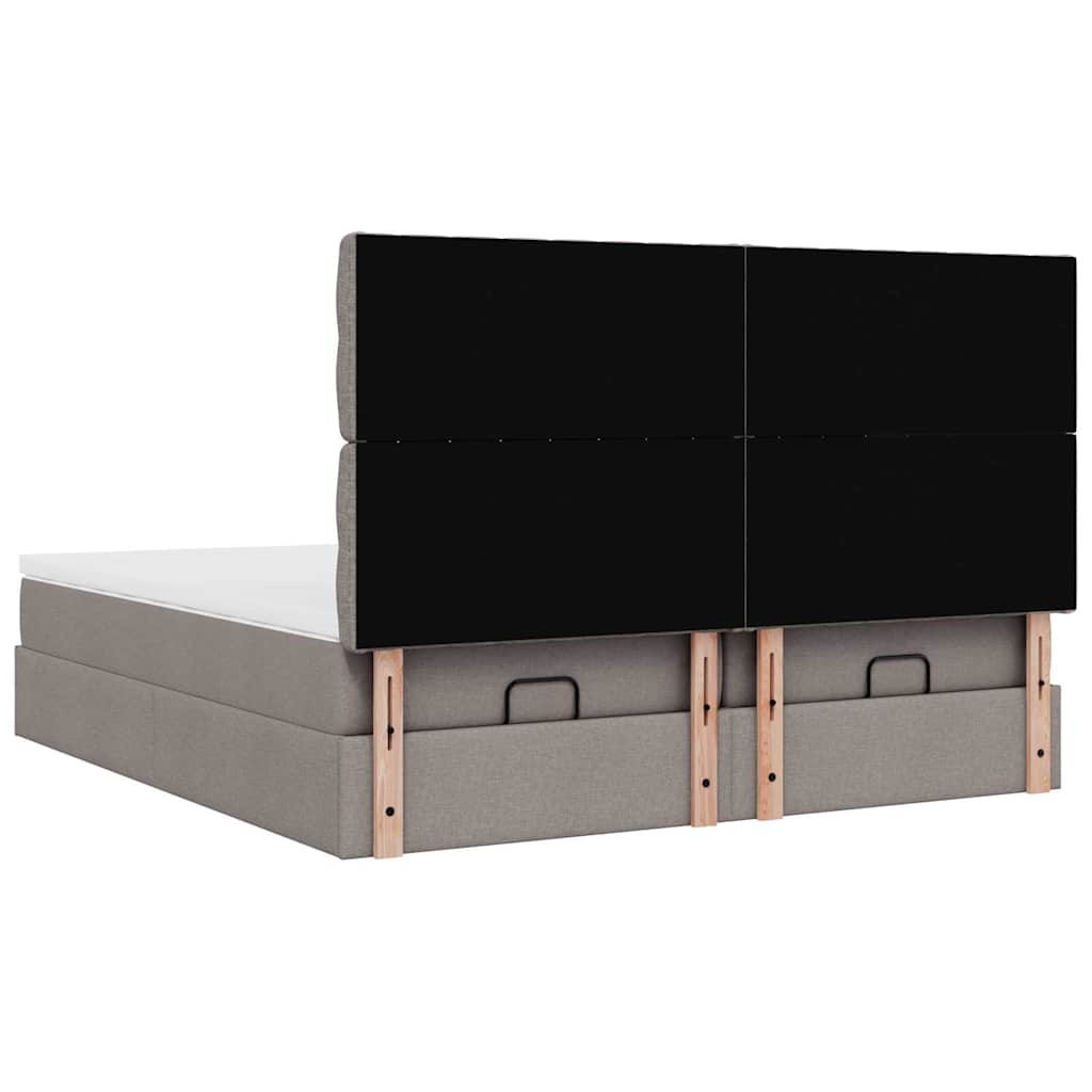 Struttura Letto Pouf con Materassi Tortora 160x200cm in Tessuto