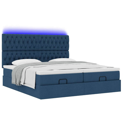 Struttura Letto Pouf con Materassi Blu 200x200 cm in Tessuto | homemem39