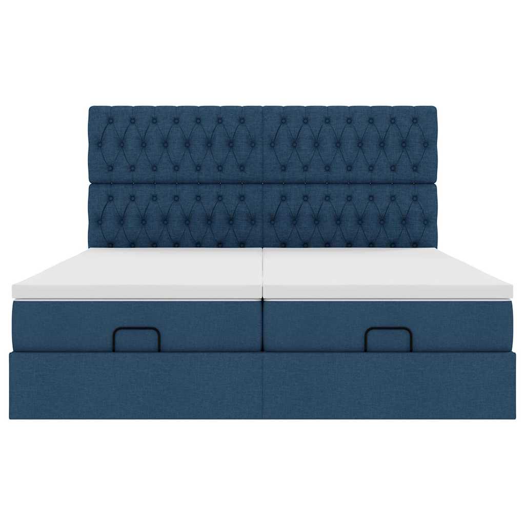 Struttura Letto Pouf con Materassi Blu 200x200 cm in Tessuto | homemem39