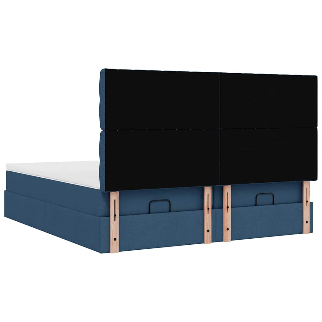Struttura Letto Pouf con Materassi Blu 200x200 cm in Tessuto | homemem39