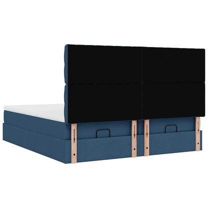 Struttura Letto Pouf con Materassi Blu 200x200 cm in Tessuto | homemem39