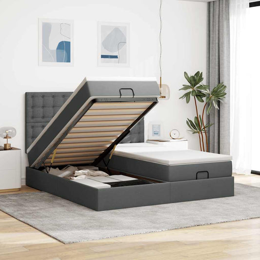 Struttura Letto Pouf con Materassi 160x200 cm in Tessuto
