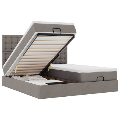 Struttura Letto Pouf con Materassi Tortora 160x200cm in Tessuto