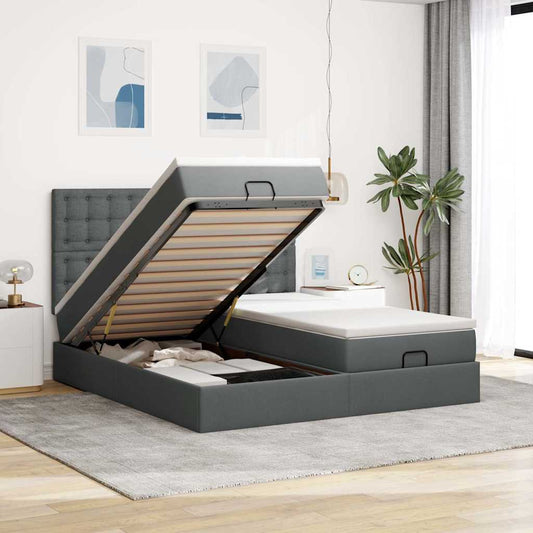 Struttura Letto Pouf con Materassi 180x200 cm in Tessuto