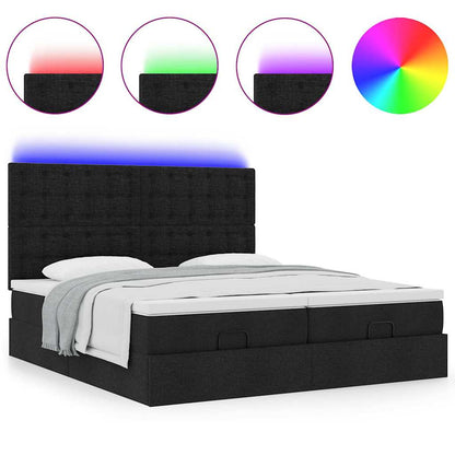 Struttura Letto Pouf con Materassi Nero 180x200 cm in Tessuto | homemem39