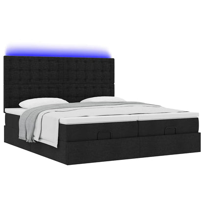 Struttura Letto Pouf con Materassi Nero 180x200 cm in Tessuto | homemem39