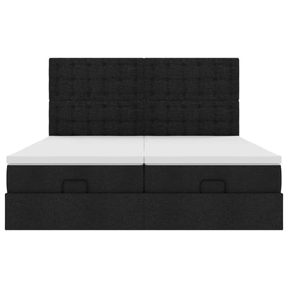 Struttura Letto Pouf con Materassi Nero 180x200 cm in Tessuto | homemem39