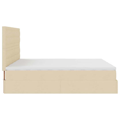 Struttura Letto Pouf con Materassi Crema 180x200 cm in Tessuto