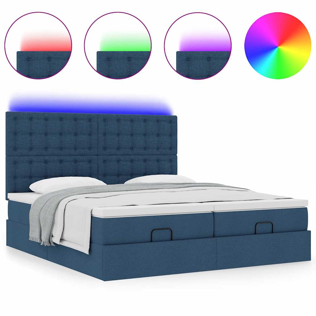 Struttura Letto Pouf con Materassi Blu 180x200cm in Tessuto | homemem39