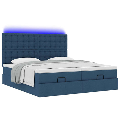 Struttura Letto Pouf con Materassi Blu 180x200cm in Tessuto | homemem39