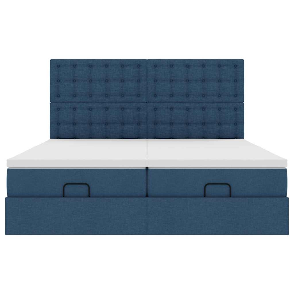 Struttura Letto Pouf con Materassi Blu 180x200cm in Tessuto | homemem39