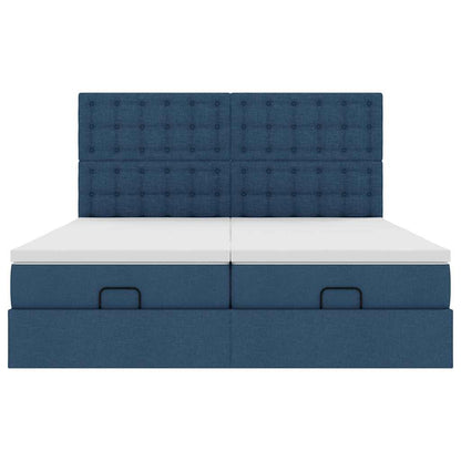 Struttura Letto Pouf con Materassi Blu 180x200cm in Tessuto | homemem39