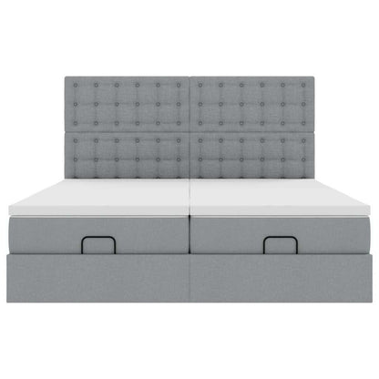 Struttura Letto Pouf con Materassi 200x200 cm in Tessuto - homemem39