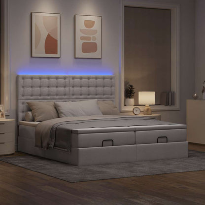 Struttura Letto Pouf con Materassi Tortora 200x200 cm Tessuto