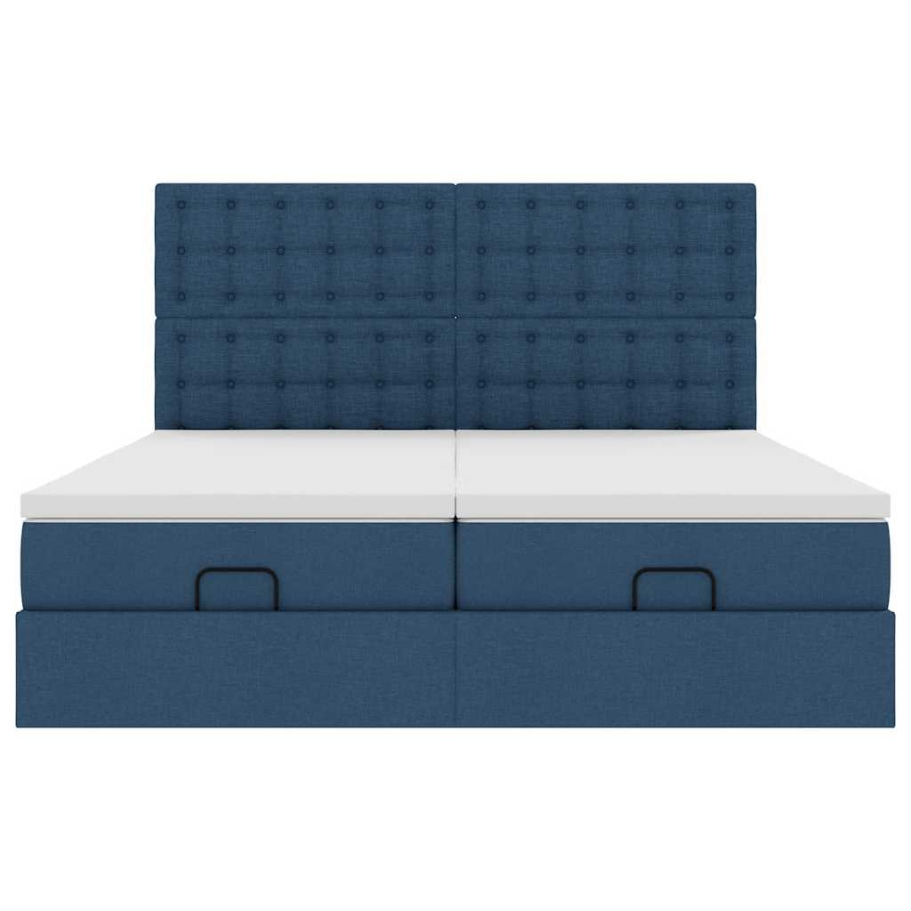 Struttura Letto Pouf con Materassi Blu 200x200 cm in Tessuto | homemem39