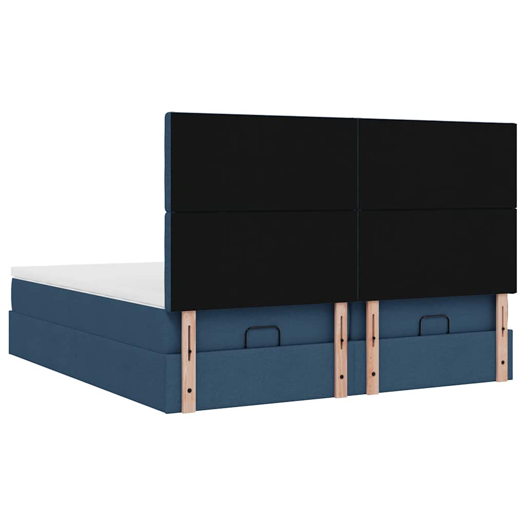 Struttura Letto Pouf con Materassi Blu 200x200 cm in Tessuto | homemem39