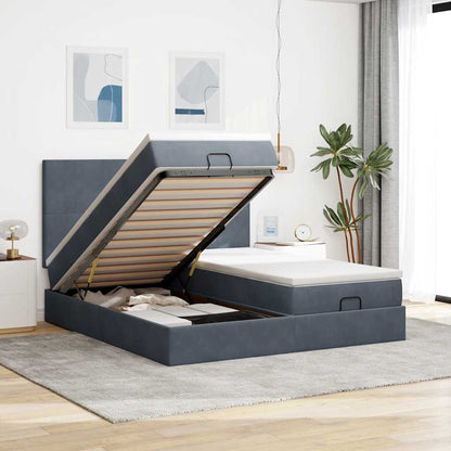 Struttura Letto Pouf con Materassi 160x200 cm in Velluto