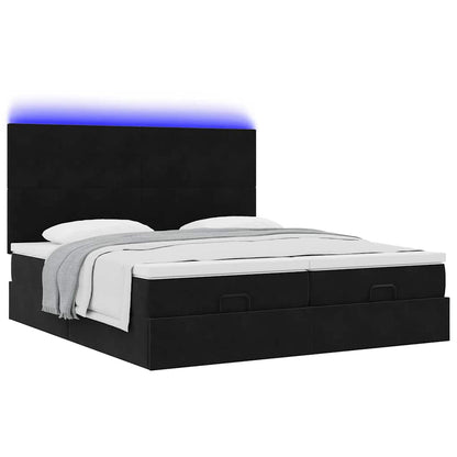 Struttura Letto Pouf con Materassi Nero 160x200 cm in Velluto | homemem39